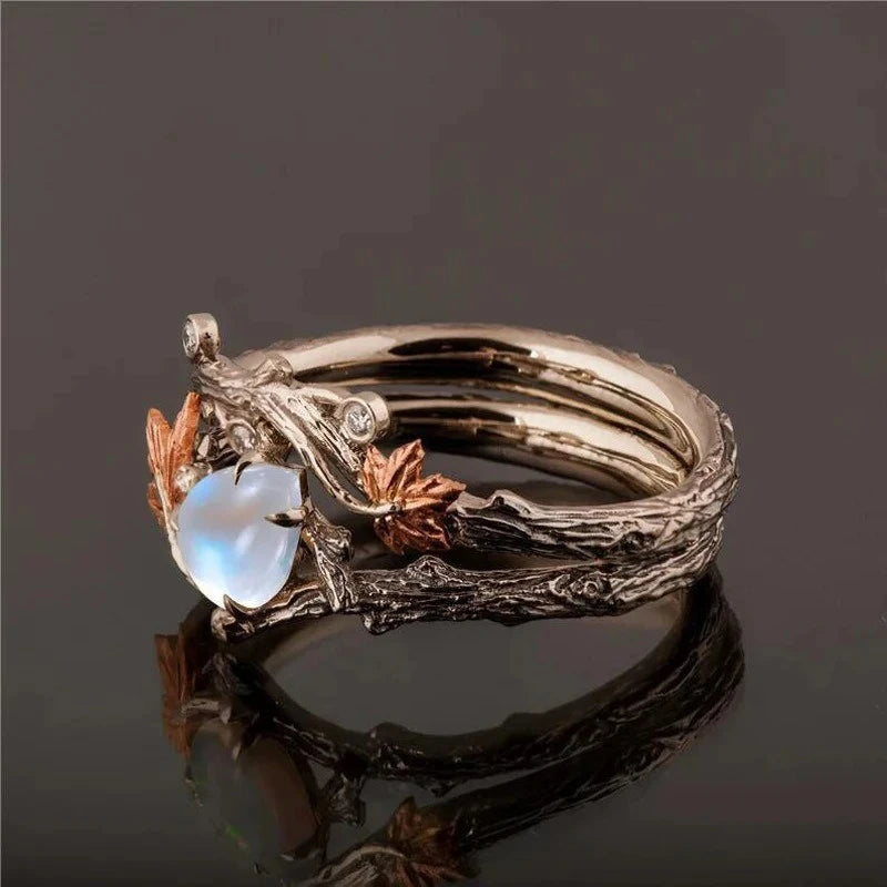 Enchanted Forest Moonstone Leaf Ring – Adjustable Signature Piece Enchanted Forest Moonstone Leaf Ring – Adjustable Signature Piece Rings