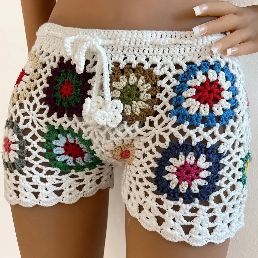 Handmade Granny Square Crochet Shorts – Boho Festival Granny Patch Hot Pants