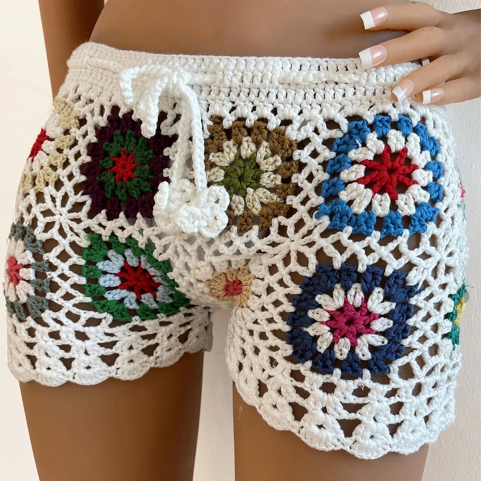 Handmade Granny Square Crochet Shorts – Boho Festival Granny Patch Hot Pants