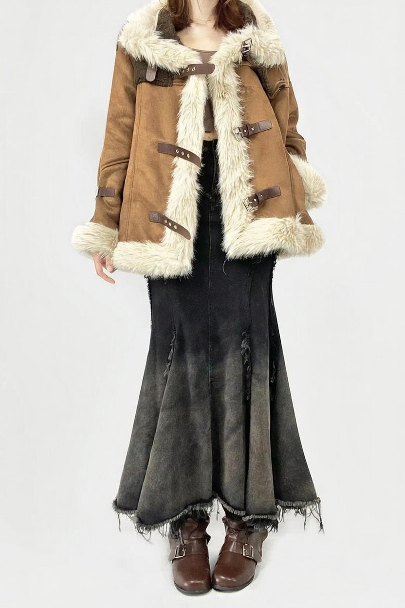 Y2K Patch Denim Maxi