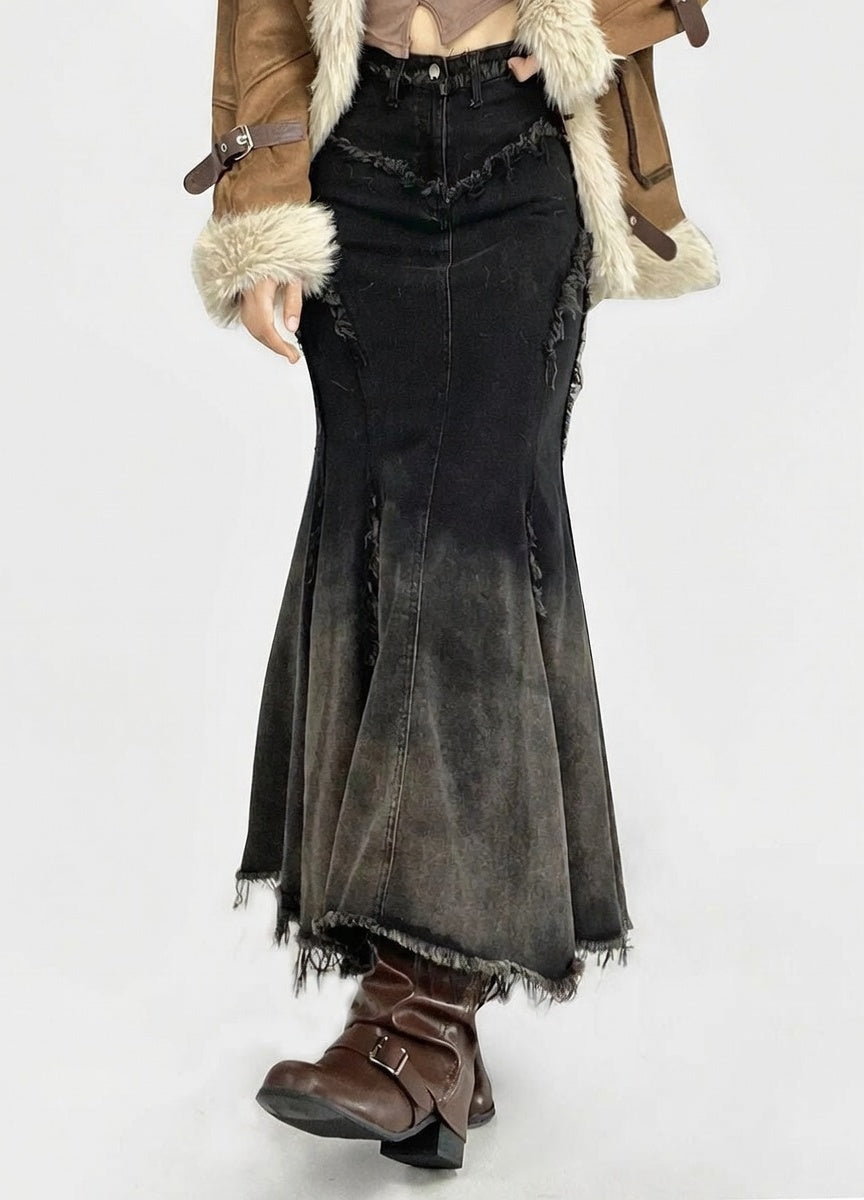 Y2K Patch Denim Maxi