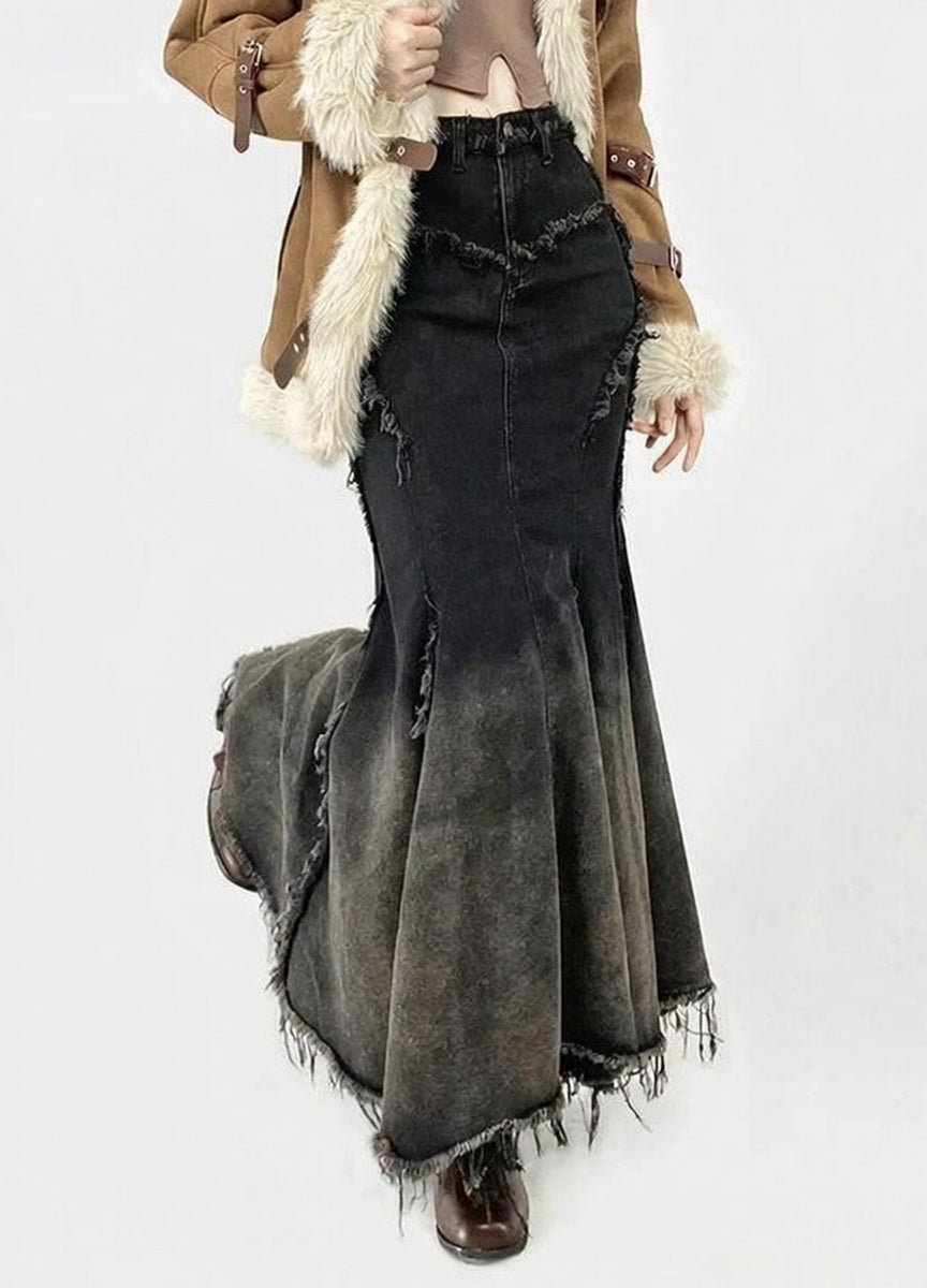 Y2K Patch Denim Maxi