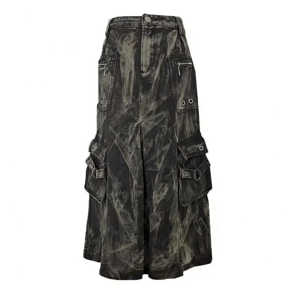 Y2K Grunge Cargo Maxi Skirt