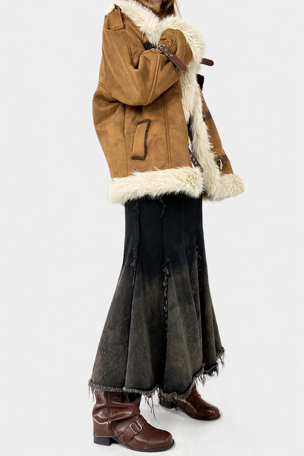 Y2K Patch Denim Maxi